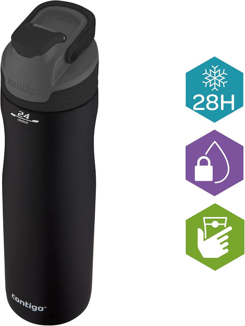 Contigo Autoseal Chill - Vacuum Insulate-Black--زجاجة شرب باردة ذاتية الغلق من كونتيجو بلون اسود