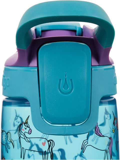 Contigo Autoseal Kids Gizmo Sip, 420 ml,-Turkowaz--كونتيجو زجاجة مياه للاطفال من جيزمو بتصميم فراشة قابلة للطي بفوهة شرب تلقائية مع ماصة