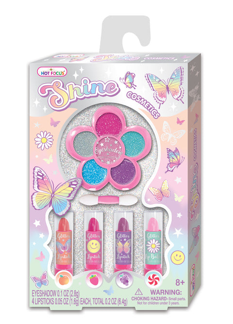 Hot Focus Tie Dye Butterfly Shine Cosmetics Set --هوت فوكس مجموعة مستحضرات تجميل بتصميم فراشة الوان متعددة