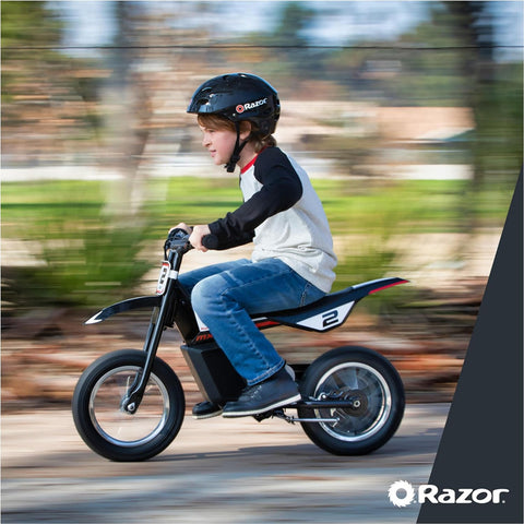 Razor Dirt Rocket MX125  Electric Rideon  13km/h  7 Black  Decal kit-- عربة ركوب كهربائيةقوية بتصميم انيق من ريزر