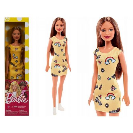 Barbie  Dolls Wearing Heart-Print Dresses & Platform Sneakers, for 3 to 7 Year Olds--باربي دمية عصرية للبنات