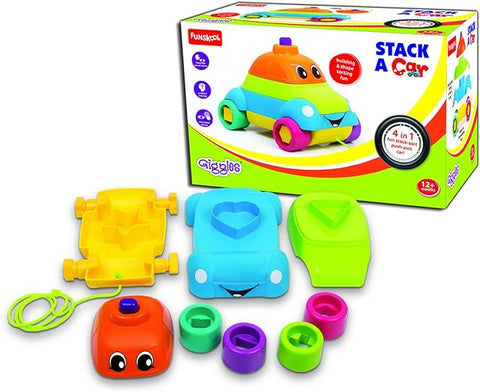 Giggles - Stack A Car, 2 in 1 Pull Along Toy, Walking, Shape Sorting, Pretend Play--لعبة سيارة تعمل بالشد من جيجلز