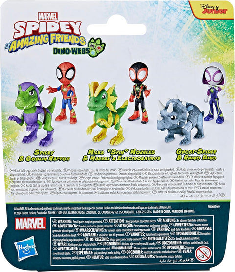 Marvel Spidey and His Amazing Friends Dino-Webs, Spidey and Goblin Raptor--بندقية شبكة ديناصور السوبر البطل