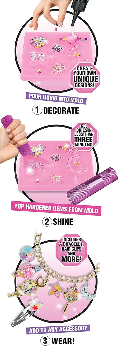 Gemex Magically Sets Form Gel to Gems for Unicorn Accessory Play Set, Ages 5+--مجموعه جي ماكس لصنع المجوهرات