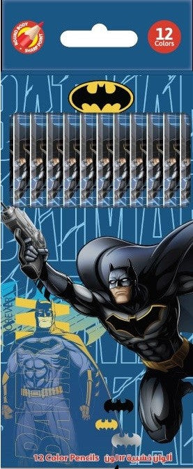 BATMAN 12 Color Pencils in Flat PVC Box-147944--الوان خشبية مسطحة باتمان