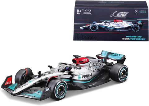 Bburago 1:43 MERCEDES-AMG Petronas F1 Team W13 (2022) w/Helmet-BUR18-38066(#44)--1:43 سيارة مرسيدس 2022مع خوذة بمقاس من بوراجو