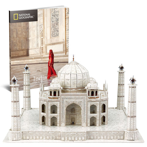 CubicFun National Geographic 3D Puzzle AduTaj Mahal India Architecture 3D Jigsaw Building Model Kit with Booklet Gifts 87 Piece --لعبة احجية ثلاثية الابعاد بتصميم معلم تاج محل الهندي ناشيونال جيوجرافيك مع كتيب تعليمات من كيوبيك فان 87 قطعة