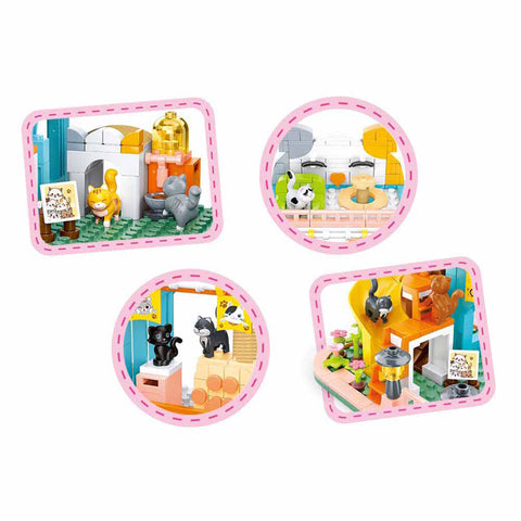 Girls Dream-Cat House-521 PCS--سلوبان قطع تركيب بناتي منزل القطة  -  521 قطعة