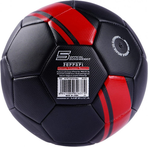 FERRARI #5 MACHINE SEWING SOCCER BALL-BL--فيراري كرة قدم أسود مع خط أحمر - مقاس 5