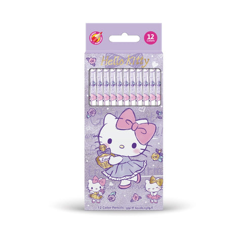 HELLO KITTY 12 Color Pencils in Flat PVC Box-147936--مرحبا كيتي12 قلم رصاص ملون في علبة مسطحة من مادة