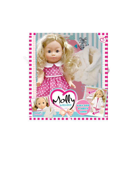 Bambolina 33CM MOLLY WALKING DOLL WITH EXTRA DRESS --دمية مولي للمشي مقاس 33 سم مع فستان إضافي