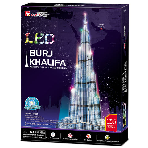 CubicFun 3D Puzzle Led Burj Khalifa 136 Pieces --أحجية ثلاثية الأبعاد ليد برج خليفة 136 قطعة من كيوبيك فن