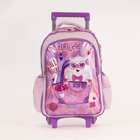 LULU CATY Trolley LULU CATY 16 Inch +Pencil Case Pink--شنطة ترولي لولو كاتي 16 انش +مقلمية