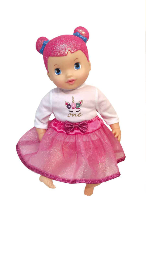 Bambolina 40CM SOFT DOLL WITH GLITTER HEAD WITH ENGLISH 50 WORDS - 2 GIRLS ASSORTED--دمية ناعمة مقاس 40 سم برأس لامع و50 كلمة إنجليزية - فتاتان متنوعتان