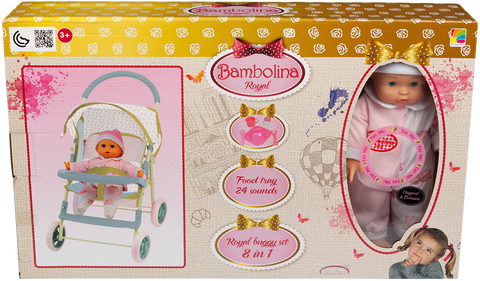 BAMBOLINA ROYAL BUGGY SET 8 IN 1--مجموعة الدمى رويال باجي 8 في 1