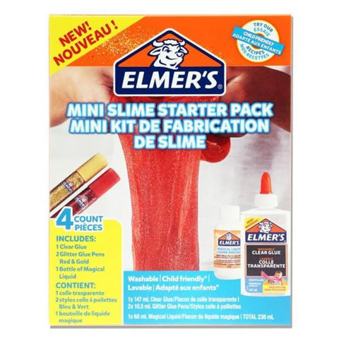 ELMERS MINI STARTER SLIME KIT RD/GLD 4PC--ايلميرز مجموعة سلايم ميني احمر/ذهبي 4قطع