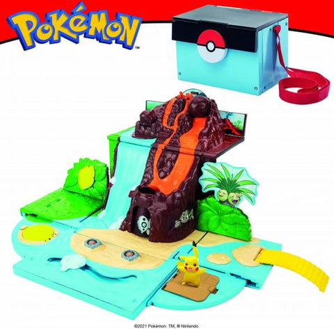 POKEMON- Carry Case Volcano Playset (Pokemon Playset) --مجموعة العاب كاري كيس فولكانو من بي كيه دبليو (مجموعة العاب بوكيمون)