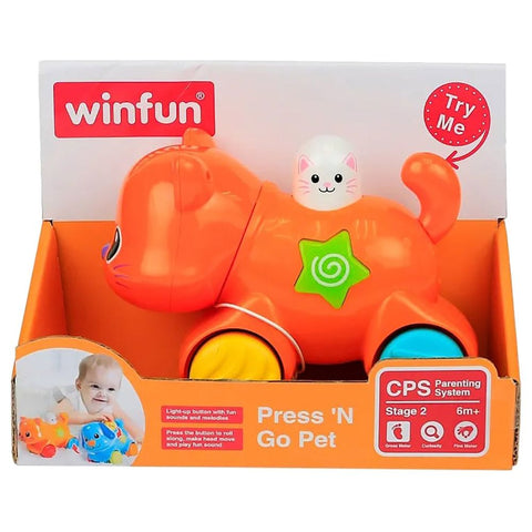 Winfun Press ’N Go Pet - Kitten--لعبة القطة الأليفة الموسيقية والتعليمية