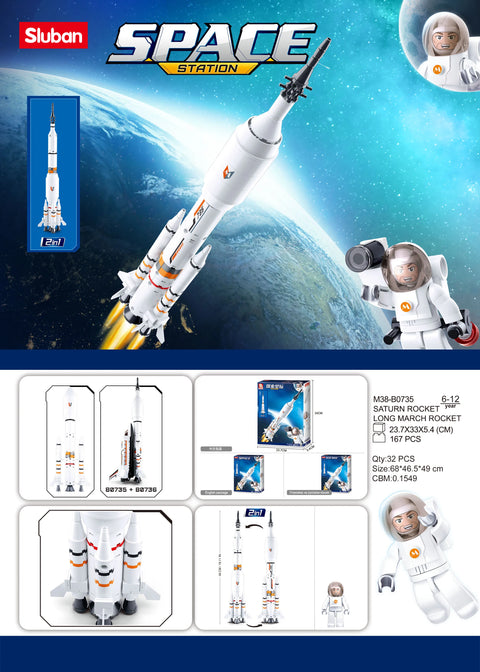 SLUBAN SPACE-SATURN ROCKET/LONG MARCH RO--سلوبان قطع تركيب صاروخ زحل (167 قطعة)