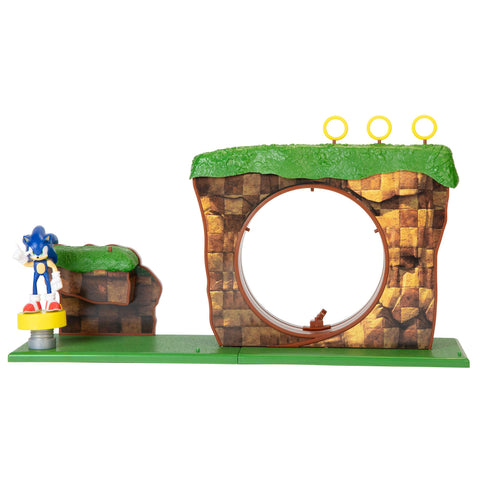 Sonic The Hedgehog Green Hill Zone Playset with 2.5" Sonic Action Figure--مجموعة ألعاب سونيك ذا هيدهوج جرين هيل زون مع مجسم صوتي 2.5 بوصة