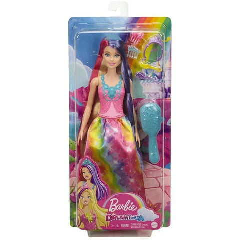 BARBIE DREAMTOPIA DOLL GTF37 -- دمية باربي دريم توبيا مع شعر خيالي طويل للغاية بلونين وإكسسوارات تصفيف الشعر، هدية للأطفال من سن 3 إلى 7 سنوات