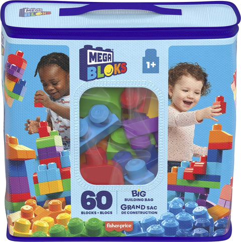 Mega Bloks 60 Pcs DCH55, Multi Color -- شنطة مكعبات كبيرة من ميجا بلوكس متعددة الألوان