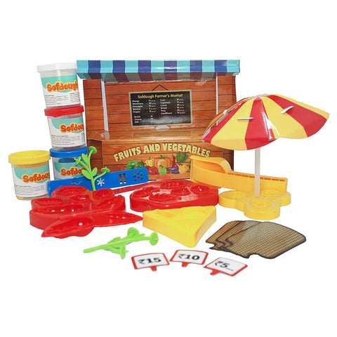 Funskool Soft dough - Market Place, Cutting and Moulding Playset--مجموعة العاب وقوالب الصلصال من فنسكول