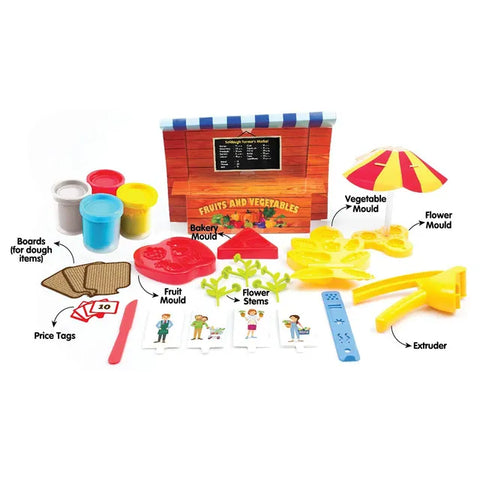 Funskool Soft dough - Market Place, Cutting and Moulding Playset--مجموعة العاب وقوالب الصلصال من فنسكول