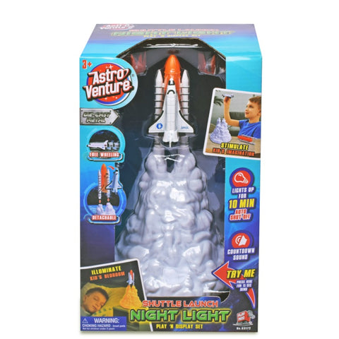 Shuttle Launch Night Light, with a diecast shuttle and plastic booster (3xAA 1.5V battery included)--ضوء ليلي لإطلاق المكوك، مع مكوك مصبوب ومعزز بلاستيكي (بطارية 3x 1.5 فولت متضمنة)