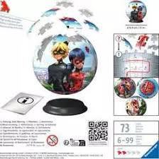 Ravensburger Puzzle-Ball Miraculous 72pcs--ريفينز بيرغر احجية جيغسو ثلاثية الابعاد من ميراكيلوس تيلز اوف ليدي باج اند كات نوار للاطفال 72 قطعة