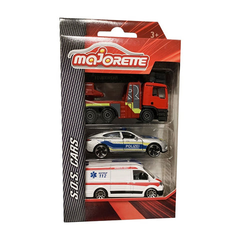 Majorette International SOS Vehicles 3 Piece Set --مجموعة مركبات ماجوريت انترناشيونال مكونة من 3 قطع