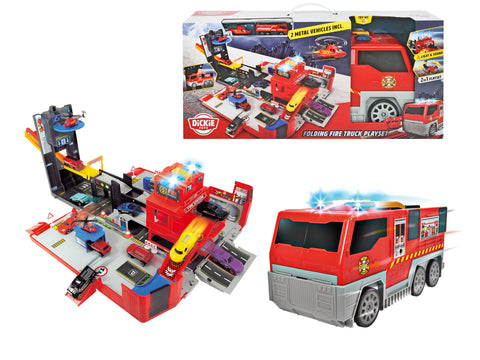 Dickie Folding Fire Truck Playset--مجموعة الاطفاء القابلة للطي