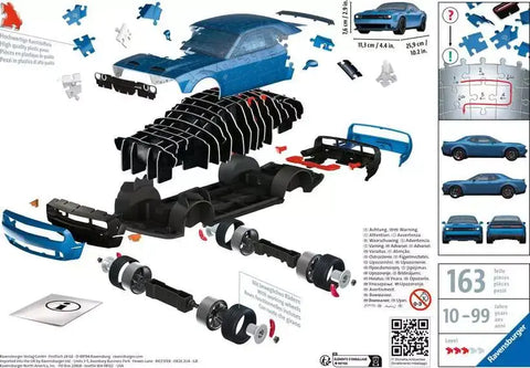 Ravensburger Dodge Challenger SRT® Hellcat Redeye Widebody--ريفينز بيرغر لعبة احجية الصور المقطوعة ثلاثية الابعاد هيلكات ريد اي من دودج تشالنجر اس ار تي مكونة من 108 قطعة للاطفال