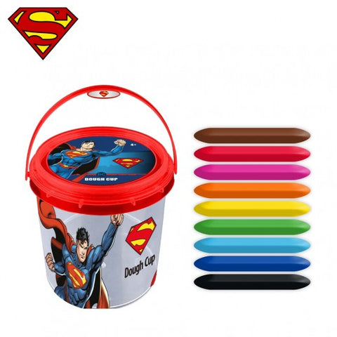 play dough set with tools in drum;4pcs 1oz--صلصال سوبر مان مع أدوات - 4 كاسة 1 أونز