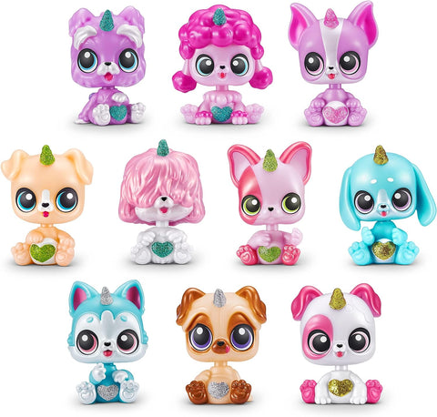 Rainbocorns Pocket Puppycorn Surprise S1 Bobble Head Large PDQ-- رينبوكورنز - عبوة من 3 قطع من لعبة مفاجأة بوبي كورن القابلة للتجميع، مجسم جرو مصغر