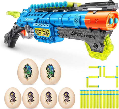 X-Shot Dino AttackEliminator(2Medium Egg,4Small Egg,24Darts)-- مزيل هجوم دينو إكس شوت (2 بيضة متوسطة، 4 بيضة صغيرة، 24 سهمًا)