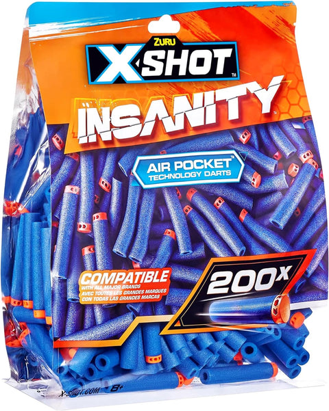 X-Shot Insanity 200PK Refill Darts Foilbag--كيس رقائق السهام القابلة لإعادة التعبئة من إكس شوت إنسانيتي 200 قطعة