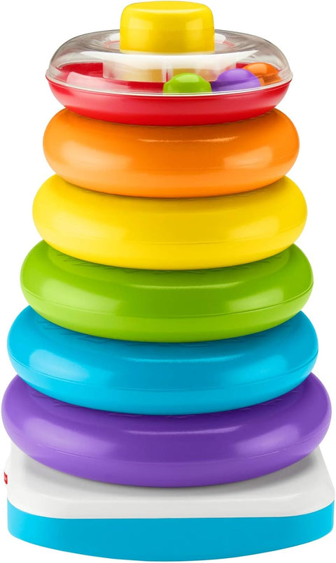 Fisher-Price Giant Rock-A-Stack Baby Toy, 14+ Inches Tall, Multi-Color Ring Stacking Toy For Infants And Toddlers--لعبة فيشر برايس روك-ا-ستاك العملاقة للأطفال، بطول 14 بوصة أو أكثر، لعبة تكديس حلقات متعددة الألوان للرضع والأطفال الصغار