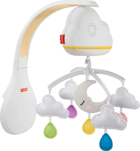 Fisher-Price Sound Machine Calming Clouds Mobile & Soother Convertible Crib to Tabletop with Music & Lights for Newborn to Toddler--لعبة تهدئة الطفل المتحركة بنمط سحابات من فيشر برايس، جهاز صوتي لسرير الاطفال متعدد الالوان موديل