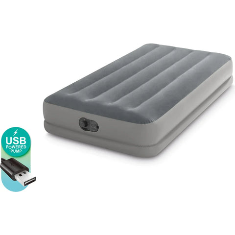 INTEX TWIN DURA-BEAM PRESTIGE AIRBED W/FASTFILL USB PUMP--انتكس سرير هوائي مزدوج -مع مضخة سريعة التعبئة