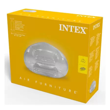 INTEX  66500NP Inflatable Beanless Bag Chair, Transparent--كرسي قابل للنفخ بدون حبوب من انتيكس شفاف، بولي فينيل كلورايد