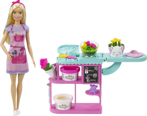 BARBIE FLORIST PLAYSET --مجموعة لعب من دمية شقراء مع متجر زهور متعددة الالوان من باربي