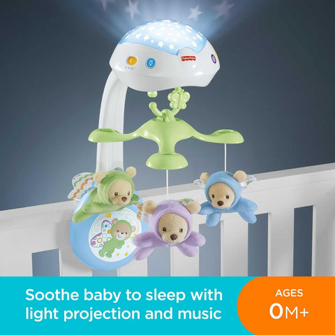 Fisher-Price Baby Crib Toy, 3-in-1 Projection Mobile, Butterfly Dreams Sound Machine with Light Projection for Newborn to Toddler -- قطع غيار لأجهزة بروجيكشن موبايل حقيبة ألعاب بديلة ~ دب أزرق محمول، دب أخضر، دب أرجواني