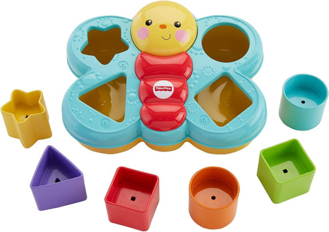 Fisher-Price Butterfly Shape Sorter, baby blocks activity toy for ages 6 months and older--لعبة فرز أشكال الفراشات من فيشر برايس، لعبة نشاط مكعبات للأطفال من سن 6 أشهر وما فوق