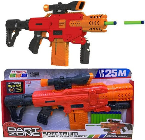 DART ZONE SPECTRUM MOTORIZED CLIP-FED BLASTER--لعبة رشاش سبيكتروم من دارت زون، رشاش يتميز بمخزن طلقات آلي، ألوان متعددة