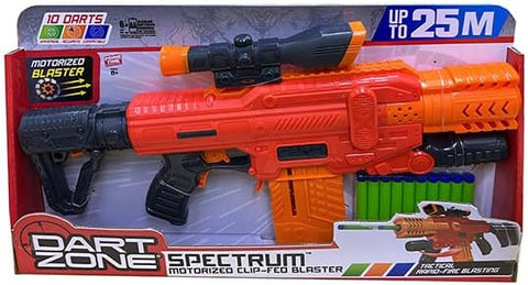 DART ZONE SPECTRUM MOTORIZED CLIP-FED BLASTER--لعبة رشاش سبيكتروم من دارت زون، رشاش يتميز بمخزن طلقات آلي، ألوان متعددة