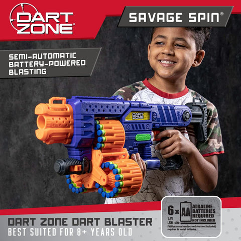 DART ZONE SAVAGE SPIN MOTORIZED TRIPLE DRUM BLASTER--سافاج سبين قاذف ثلاثي الاسطوانة من دارت زون