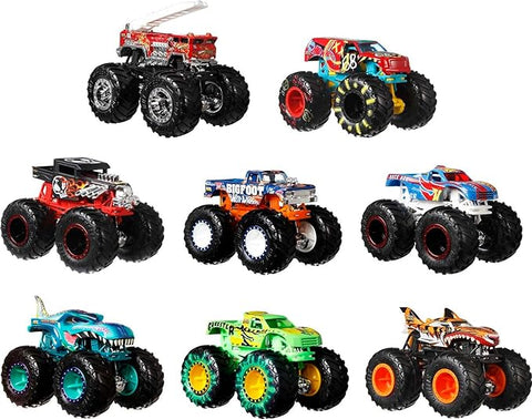 HOT WHEELS MONSTER TRUCK 1:64 SCALE --شاحنات هوت ويلز مونستر، شاحنة لعبة مصبوبة بمقياس 1:64 وسيارة واحدة قابلة للسحق، شاحنة عملاقة