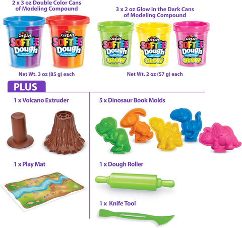 Softee Dough Dino Neon Dough--عجينة سوفتي عجينة دينو نيون