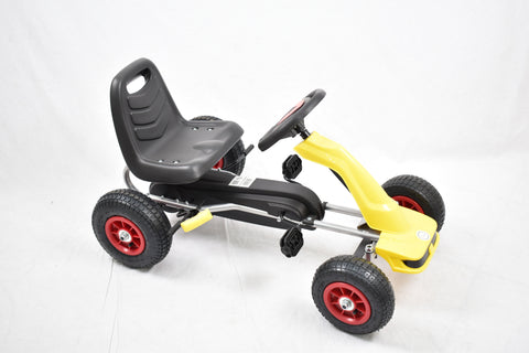 AMLA- pedal car yellow With Air wheel--املا - سيارة بدالة كفر هواء اصفر